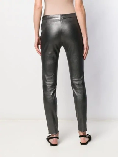 Shop Fabiana Filippi High-shine Slim-fit Trousers In Grey