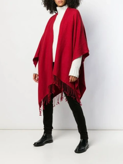 Shop Holland & Holland Oversized Poncho-style Cape Coat In Red