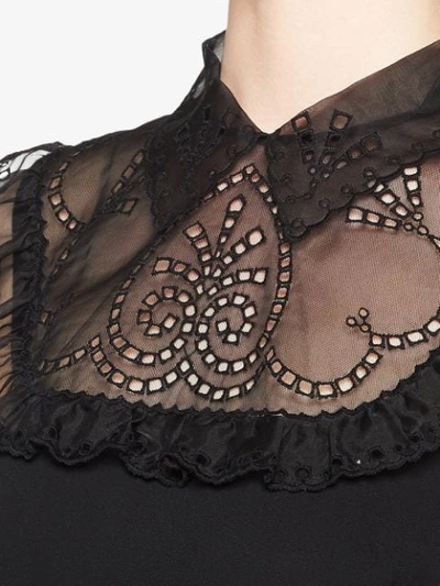 Shop Miu Miu Sablé Eyelet Lace Top In Black