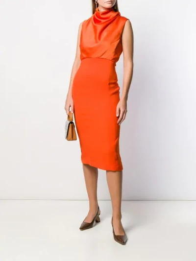 Shop Erika Cavallini Drape Neck Dress In C42 Orange