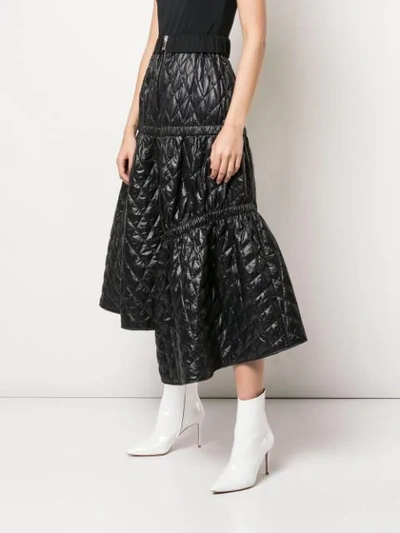Shop Tibi Soft Quilting Asymmetric Skirt In Black
