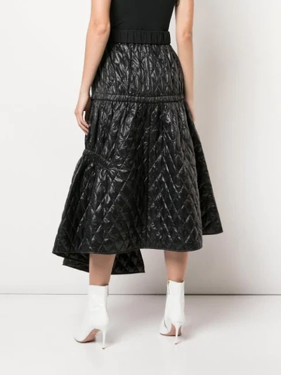 Shop Tibi Soft Quilting Asymmetric Skirt In Black