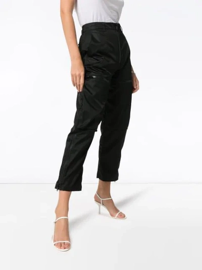 Shop Prada Gabardine Zip-detail Trousers In Black