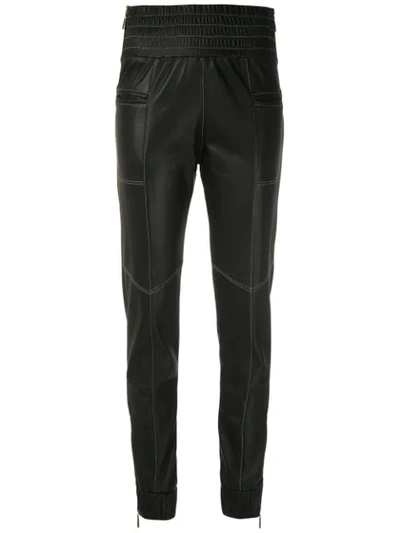 Shop Andrea Bogosian Leather Track Trousers In Black