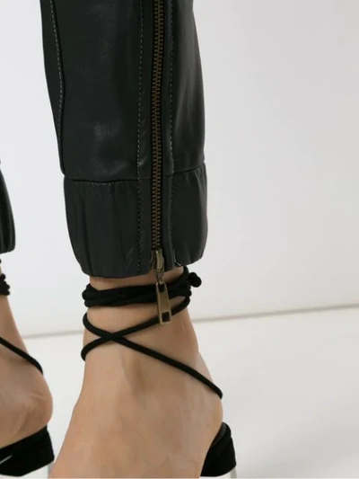 Shop Andrea Bogosian Leather Track Trousers In Black
