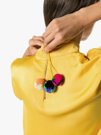 Shop Mira Mikati Pom Pom Detail Top In Yellow