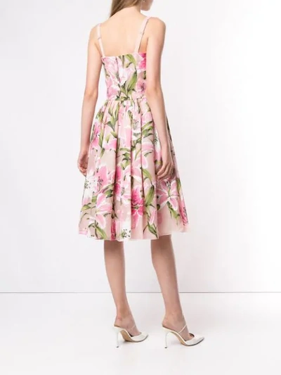 Shop Dolce & Gabbana Lily Print Flared Style Dress In Pink