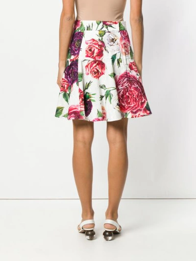 Shop Dolce & Gabbana Floral Flared Mini Skirt In White