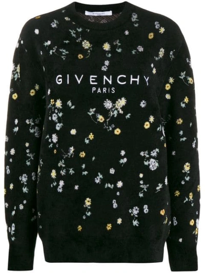 Shop Givenchy Floral Textured Jumper In Black