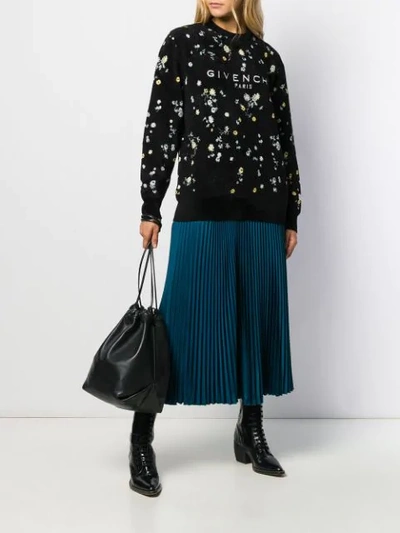 Shop Givenchy Floral Textured Jumper In Black