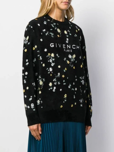 Shop Givenchy Floral Textured Jumper In Black