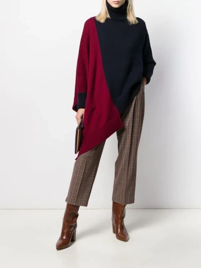 Shop Monse Asymmetric Hem Color-block Sweater In Blue