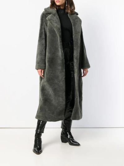 Shop Yves Salomon Meteo Long Fur Coat In Green