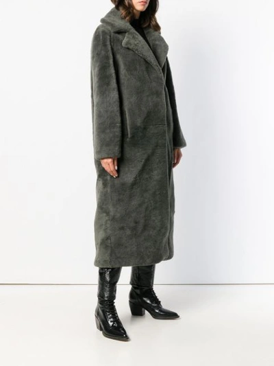 Shop Yves Salomon Meteo Long Fur Coat In Green