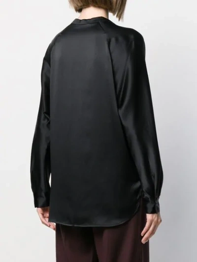 Shop Vince Satin Blouse In 001 Blk