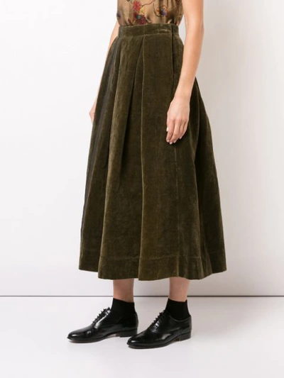 Shop Uma Wang Front Pleat Full Skirt In Grey