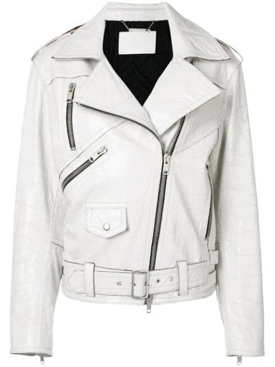 Shop Givenchy Oversized Biker Jacket In White