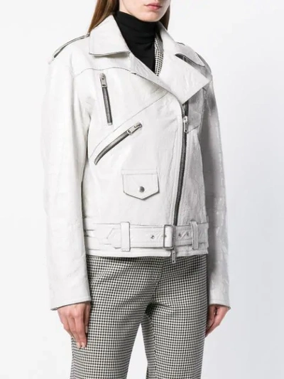 Shop Givenchy Oversized Biker Jacket In White