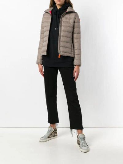 Shop Save The Duck Hooded Padded Jacket - Neutrals