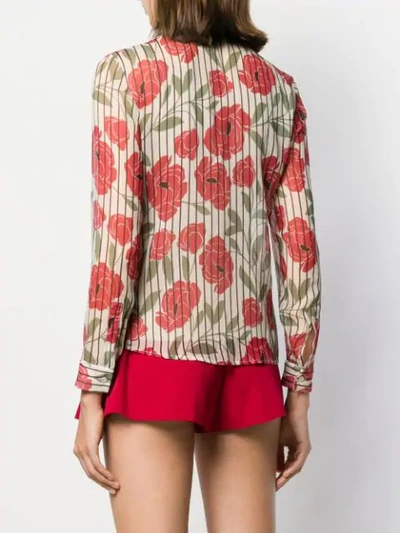 Shop Red Valentino Red(v) Striped Floral Print Shirt