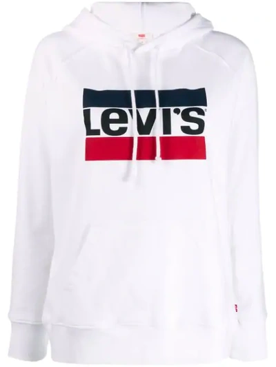 Shop Levi's Logo Print Hoodie In White