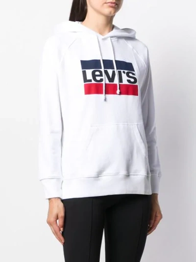 Shop Levi's Logo Print Hoodie In White