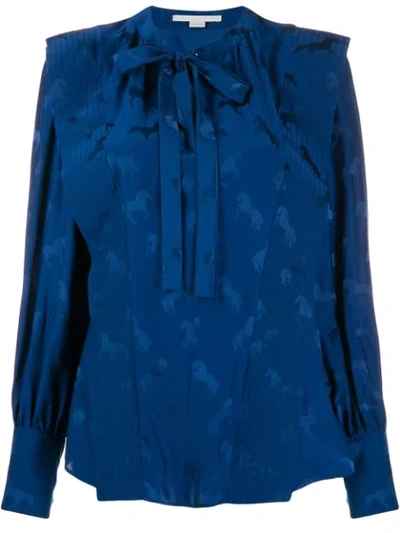 Shop Stella Mccartney Ruffle Horse Shirt In Blue