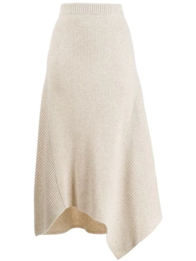 Shop Pringle Of Scotland Knitted Asymmetric Skirt In Neutrals