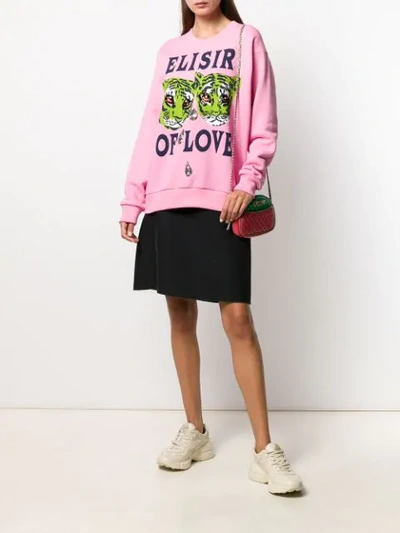 Shop Gucci Printed Tigers Sweatshirt In Pink