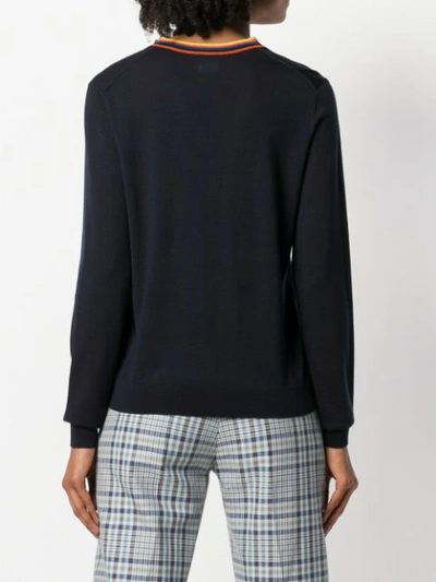 Shop Paul Smith Stripe Detail Sweater In Blue