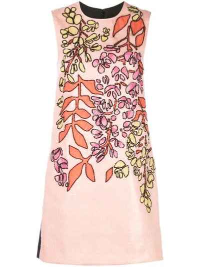 Shop Carolina Herrera Embroidered Shift Dress In Pink