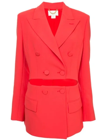 Shop Semsem Double Breasted Blazer In Red