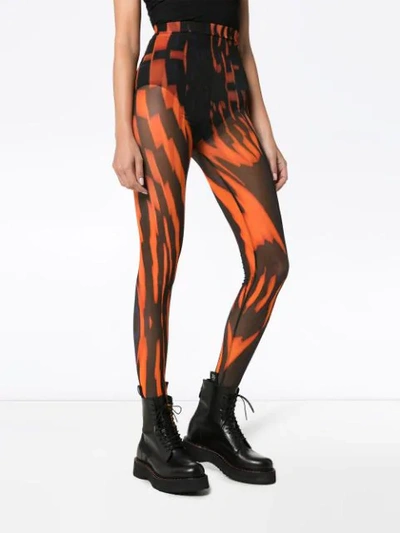 Shop Chopova Lowena Optical-printed Mesh Leggings In Multicolour
