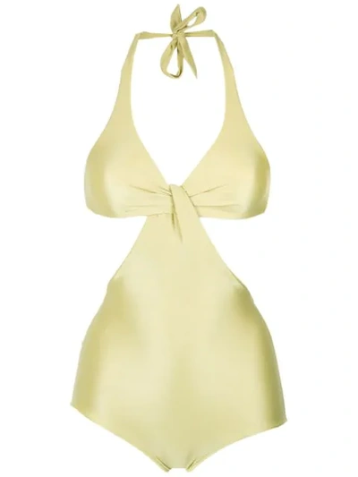 Shop Adriana Degreas Cut Out Swimsuit In Yellow
