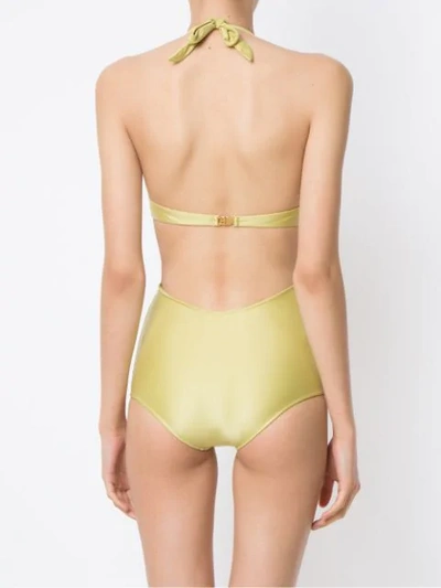 Shop Adriana Degreas Cut Out Swimsuit In Yellow