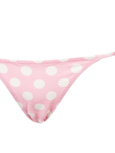 Shop Lisa Marie Fernandez Polka Dot Smocked Bikini In Pink