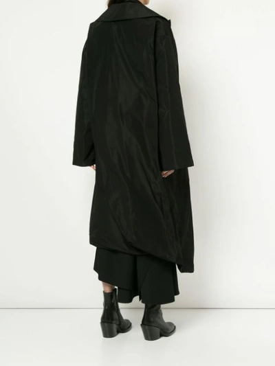 Shop Yohji Yamamoto Oversized Deconstructed Coat - Black