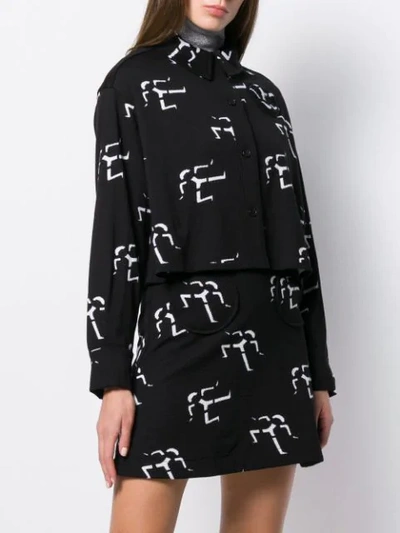 Shop Courrèges Geometric Print Shirt Jacket In Black