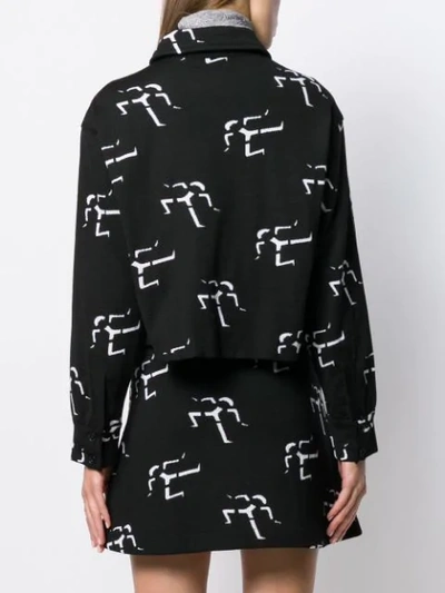 Shop Courrèges Geometric Print Shirt Jacket In Black