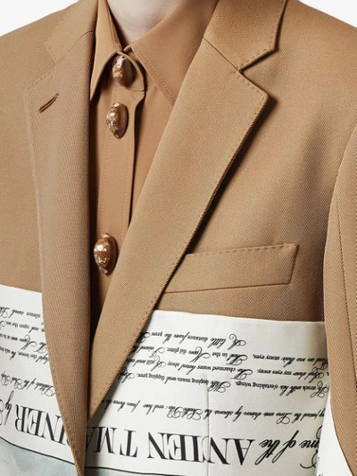 Shop Burberry Mariner Print Scarf Detail Wool Blend Tailored Jacket In Brown