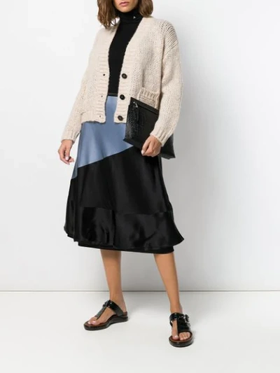 Loewe Two-tone Crepe And Satin Skirt In 1121 Grey+black