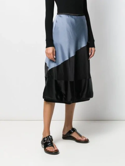 Loewe Two-tone Crepe And Satin Skirt In 1121 Grey+black