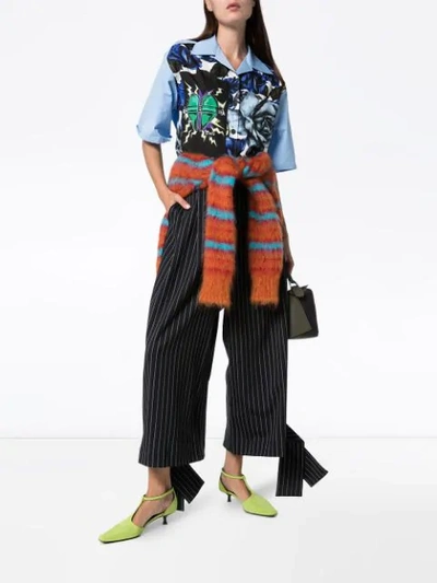 Shop Jw Anderson Wide-leg Pinstripe Trousers In Blue