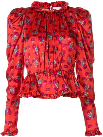 Shop Magda Butrym Victorian Style Printed Blouse In Orange