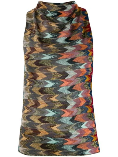 Shop Missoni Multicolour Pattern Knitted Top In Blue