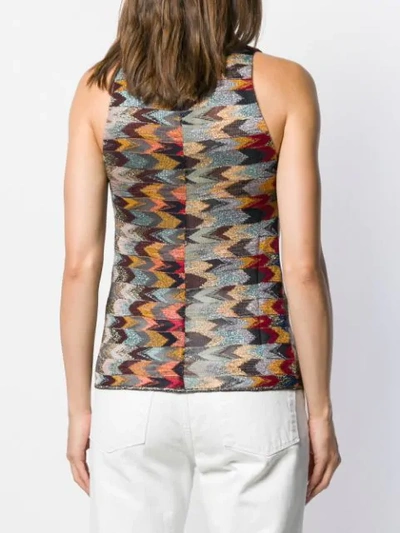 Shop Missoni Multicolour Pattern Knitted Top In Blue