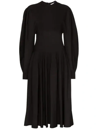 Shop Givenchy Puffed-sleeve Midi Dress In Black