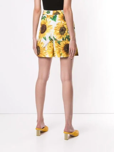 Shop Dolce & Gabbana Sunflower-print Shorts In White