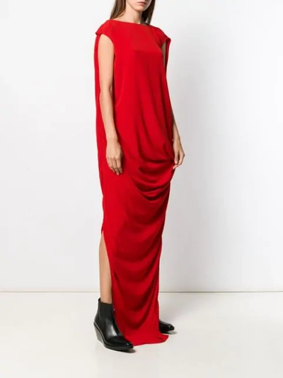 Shop Rick Owens Draped Longline Gown In Red