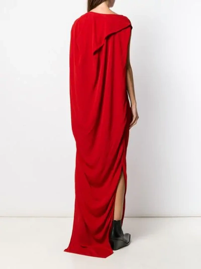 Shop Rick Owens Draped Longline Gown In Red